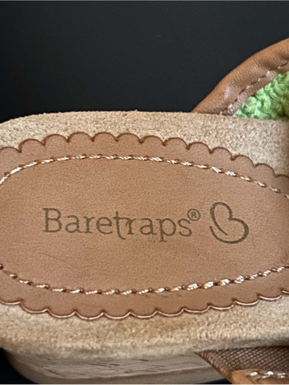 BareTraps Crochet Stripe Wedge Slide - Tan & Green - Picture 2 of 5